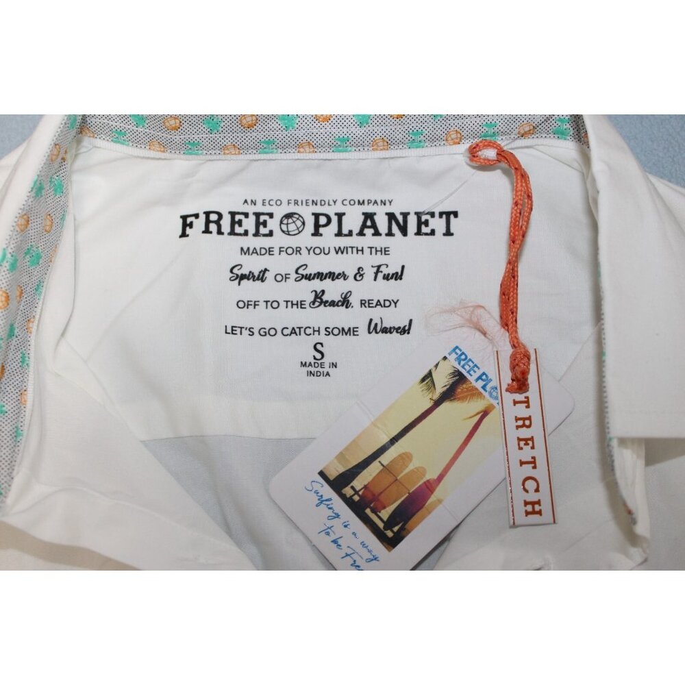 Free Planet Mens White Short Sleeve Button Up S NWT - Picture 5 of 5